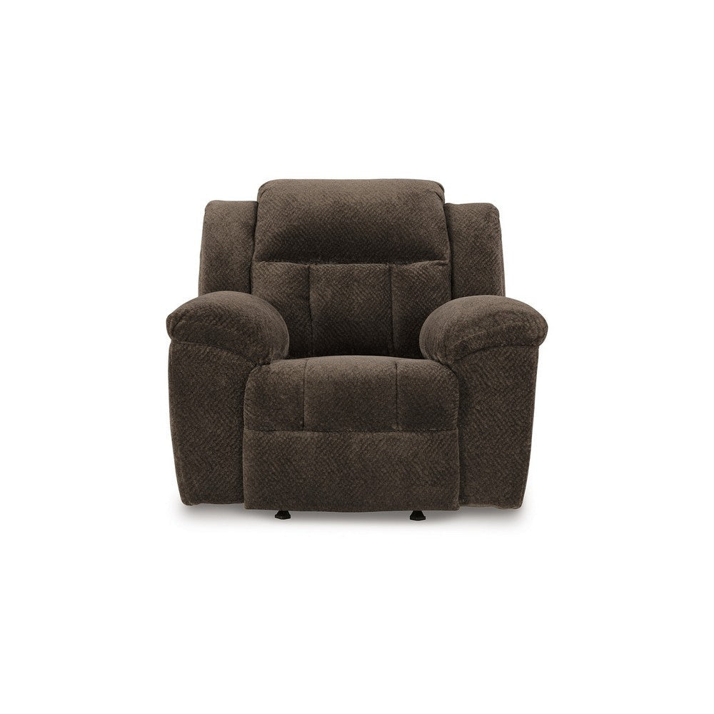 Ashley Briar Manual Rocker Recliner Chair | Brown Polyester | Pillow Top Arms BM328312
