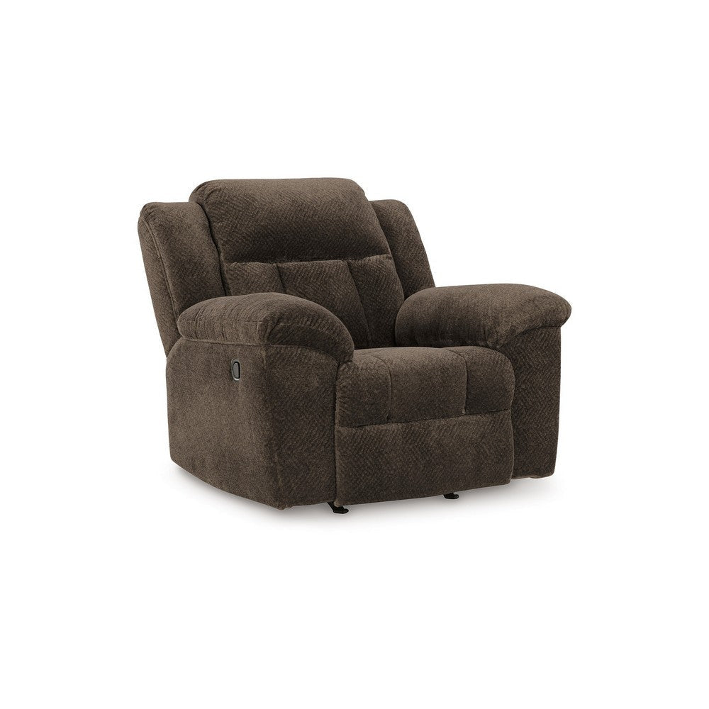 Ashley Briar Manual Rocker Recliner Chair | Brown Polyester | Pillow Top Arms BM328312