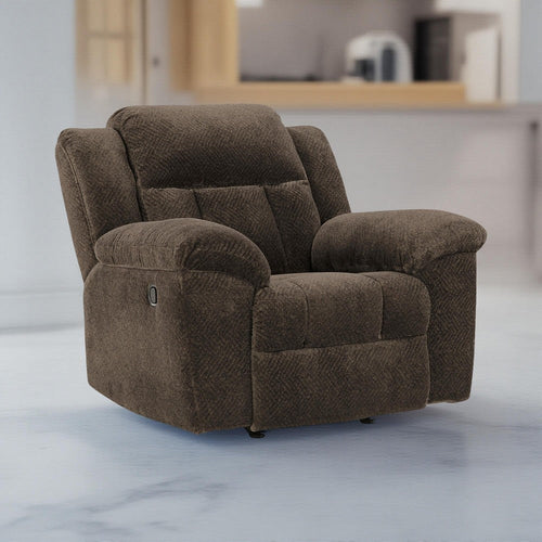 Ashley Briar Manual Rocker Recliner Chair | Brown Polyester | Pillow Top Arms