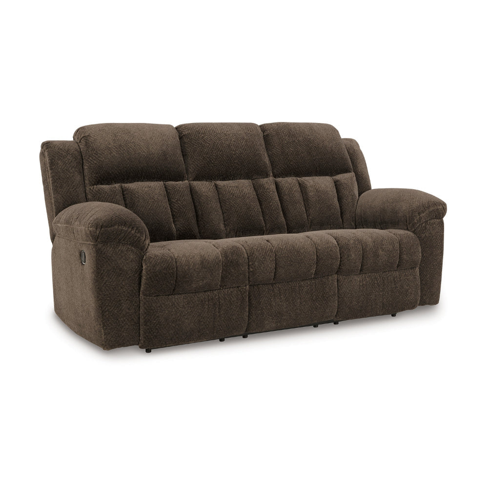 Ashley Briar Manual Reclining Sofa Brown Polyester | Pillow Top Arms | 91"