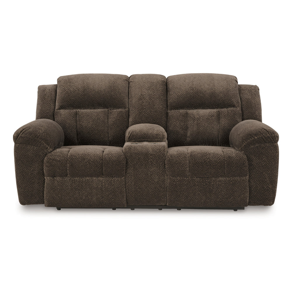 Ashley Briar Manual Double Reclining Loveseat | Brown Polyester | 80’’ BM328314