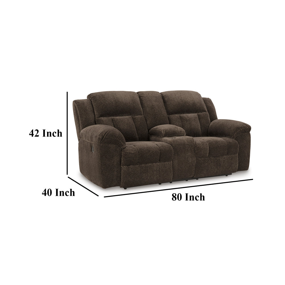 Ashley Briar Manual Double Reclining Loveseat | Brown Polyester | 80’’ BM328314