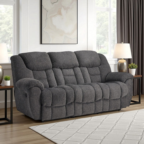 Ashley Dane Manual Reclining Sofa | Gray Polyester | Pillow Top Arms | 87"