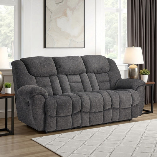 Ashley Dane Manual Reclining Sofa | Gray Polyester | Pillow Top Arms | 87"