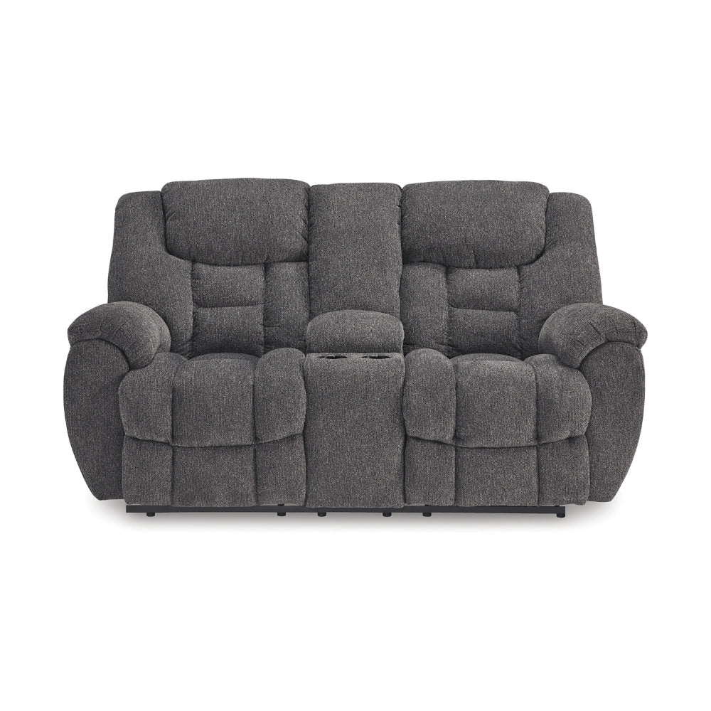 Ashley Dane Manual Double Reclining Loveseat | Rich Gray Polyester | 76’’ BM328317