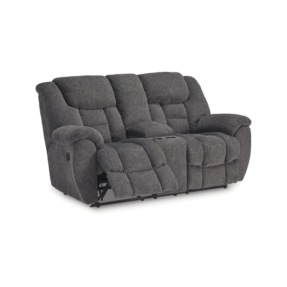 Ashley Dane Manual Double Reclining Loveseat | Rich Gray Polyester | 76’’ BM328317