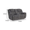 Ashley Dane Manual Double Reclining Loveseat | Rich Gray Polyester | 76’’ BM328317