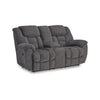 Ashley Dane Manual Double Reclining Loveseat | Rich Gray Polyester | 76"