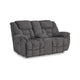 Ashley Dane Manual Double Reclining Loveseat | Rich Gray Polyester | 76"