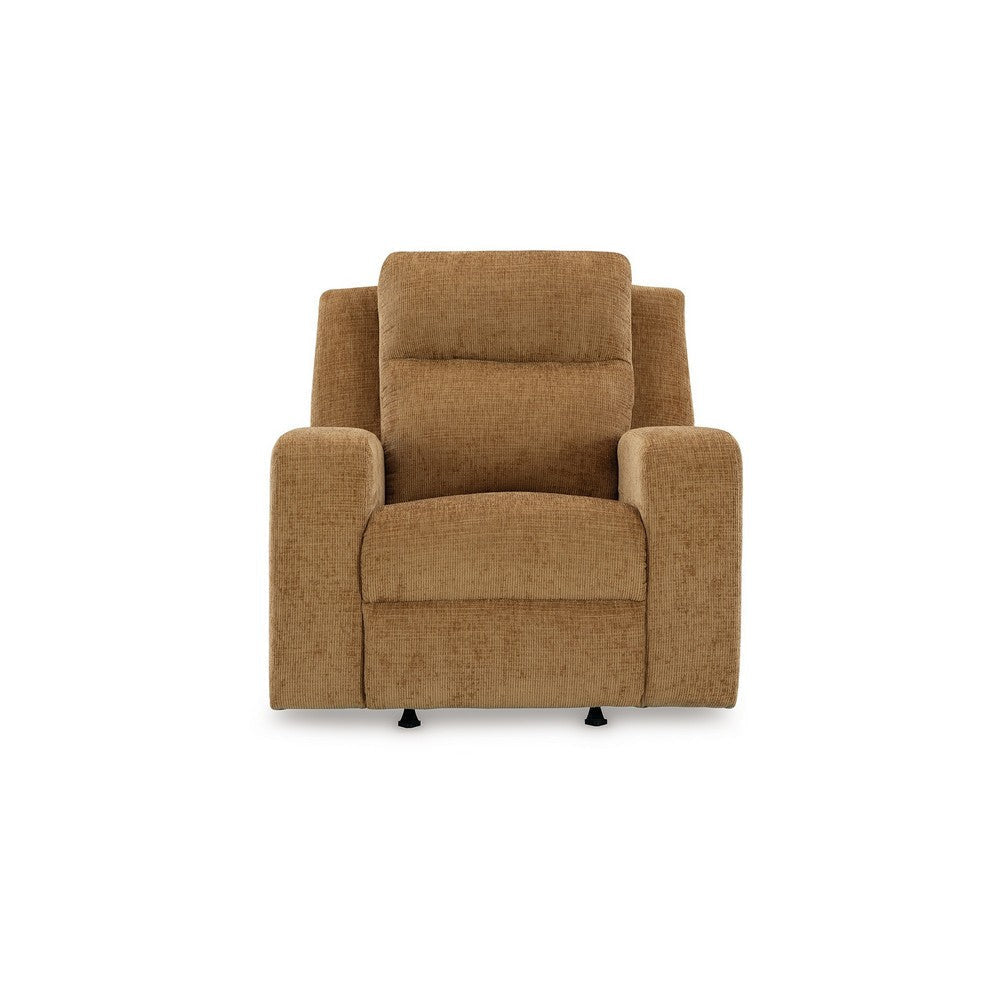 Ashley Damon Manual Rocker Recliner Chair | Soft Plush Camel Brown Polyester BM328318