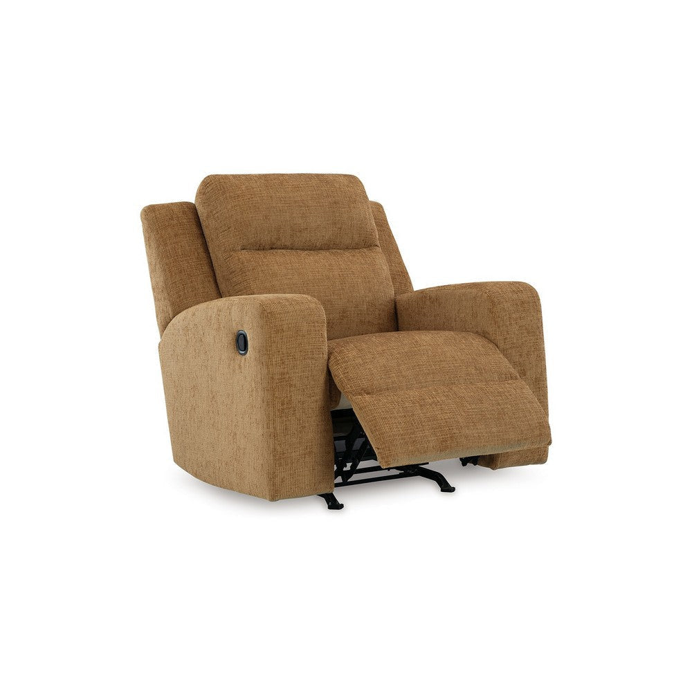 Ashley Damon Manual Rocker Recliner Chair | Soft Plush Camel Brown Polyester BM328318