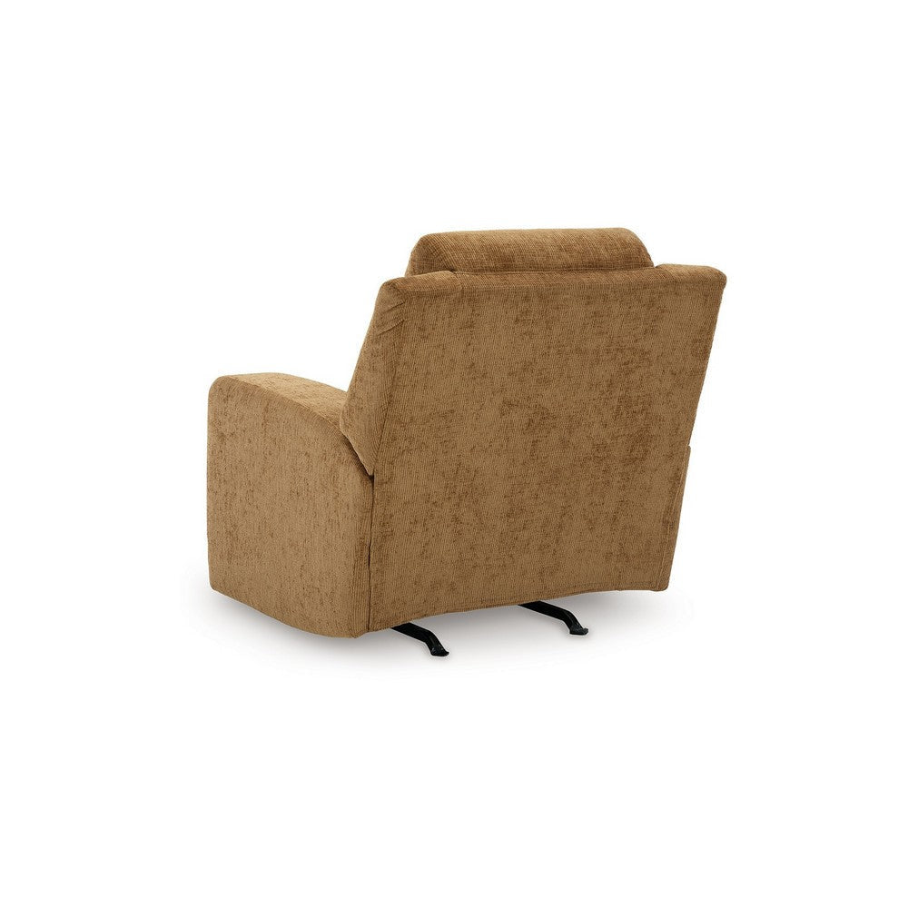 Ashley Damon Manual Rocker Recliner Chair | Soft Plush Camel Brown Polyester BM328318