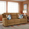 Ashley Damon Manual Reclining Sofa | Camel Brown Polyester | 2 Pillows | 86"