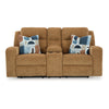Ashley Damon Double Reclining Loveseat | Camel Brown Polyester | 2 Pillows BM328320