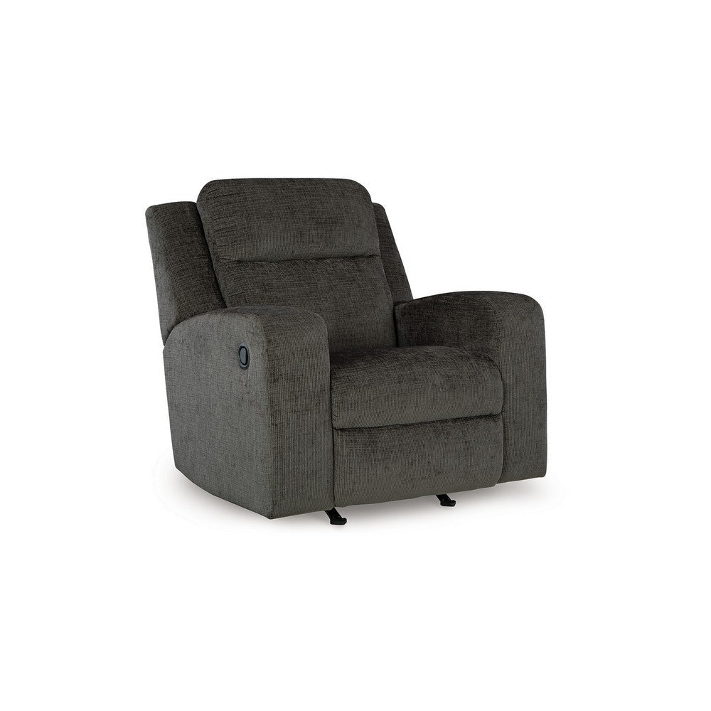 Ashley Damon Manual Rocker Recliner Chair | Plush Soft Dark Gray Polyester BM328321
