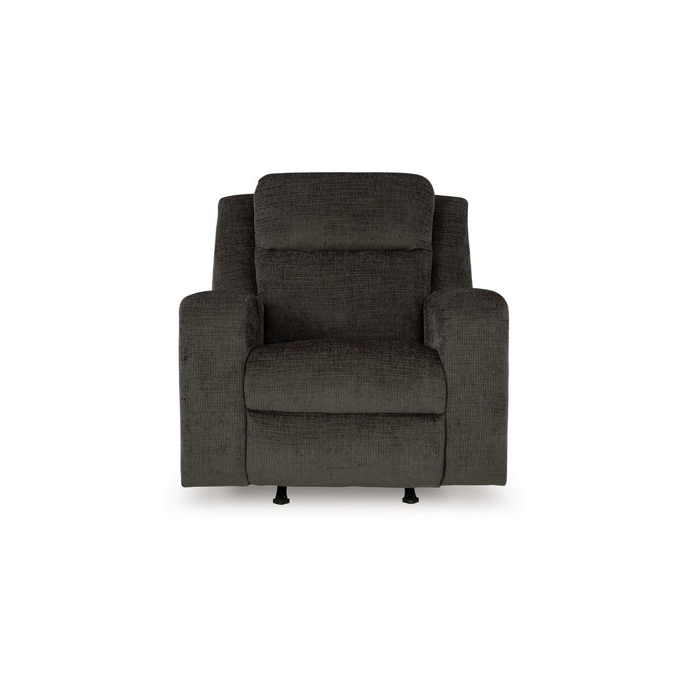 Ashley Damon Manual Rocker Recliner Chair | Plush Soft Dark Gray Polyester BM328321