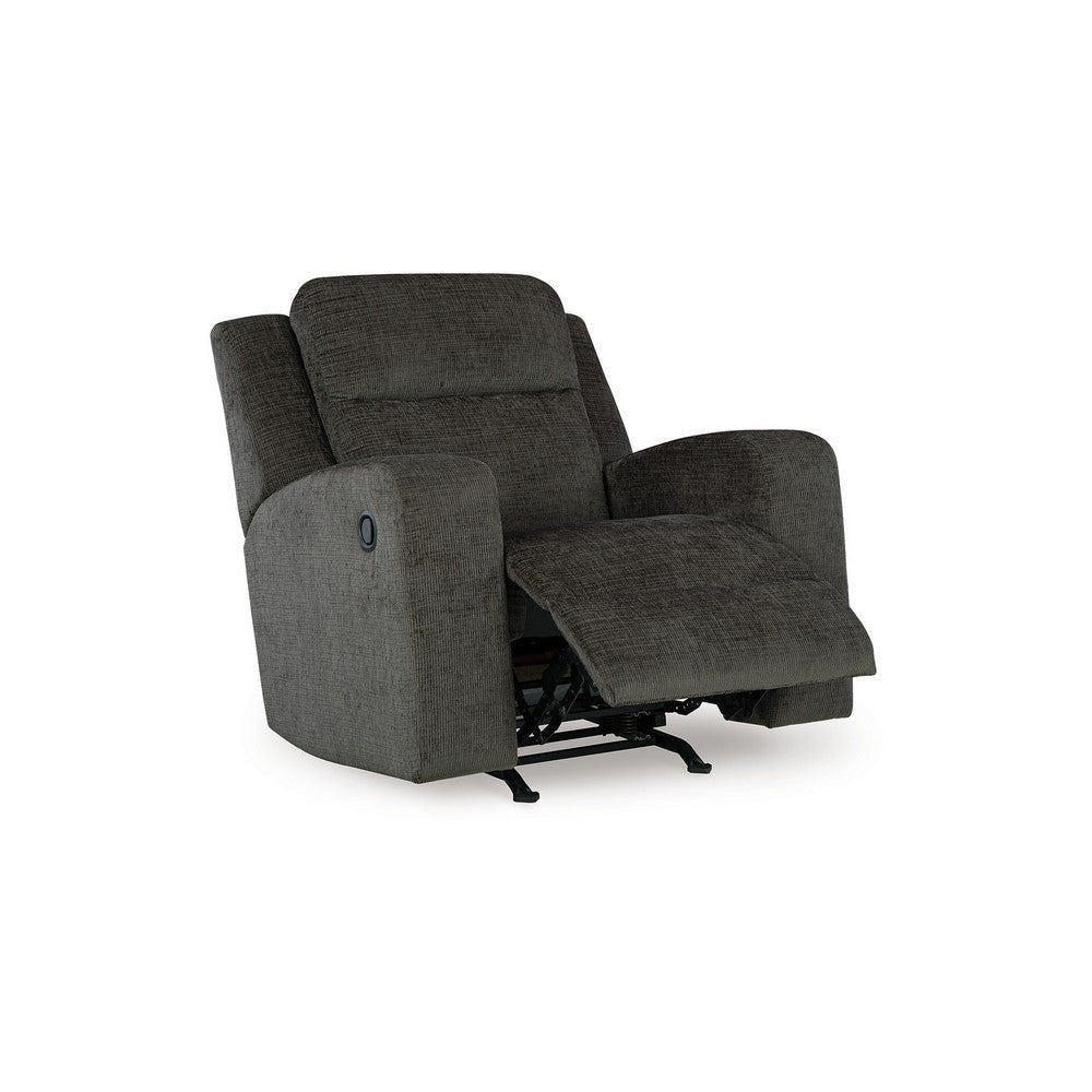 Ashley Damon Manual Rocker Recliner Chair | Plush Soft Dark Gray Polyester BM328321
