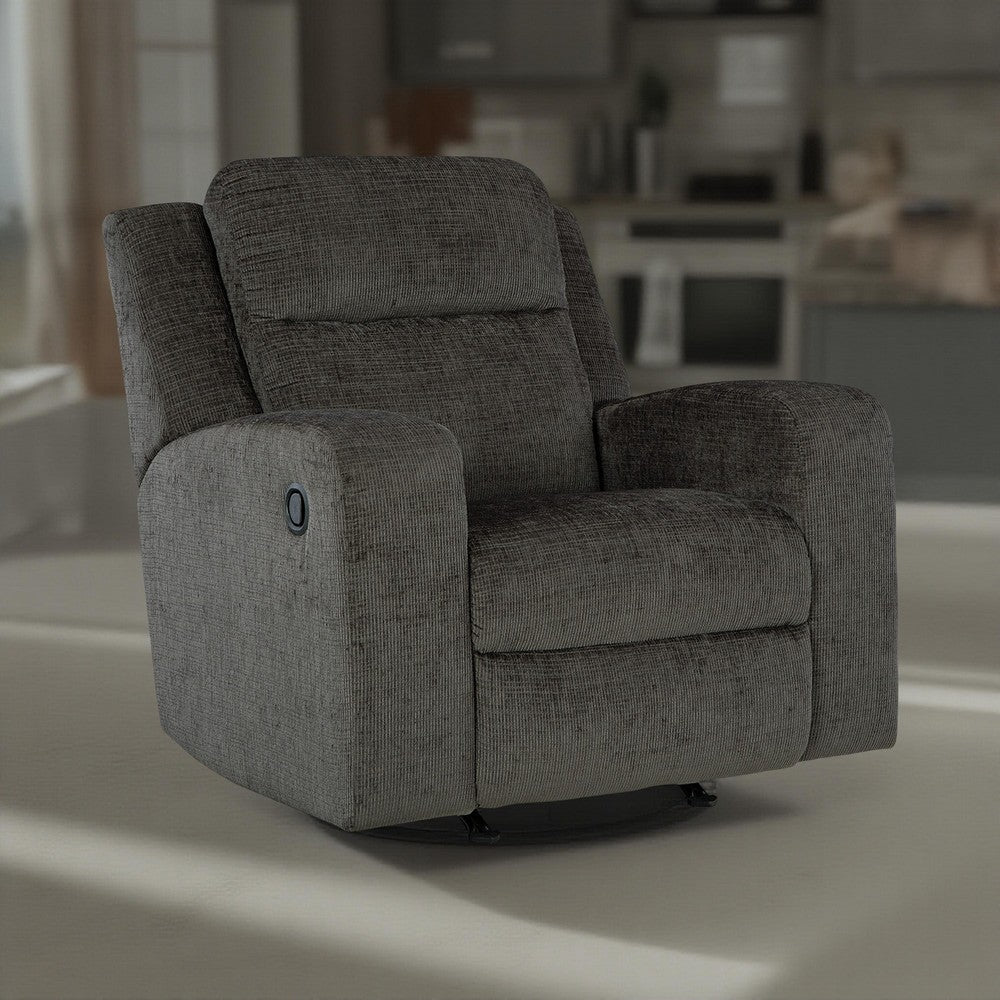 Ashley Damon Manual Rocker Recliner Chair | Plush Soft Dark Gray Polyester