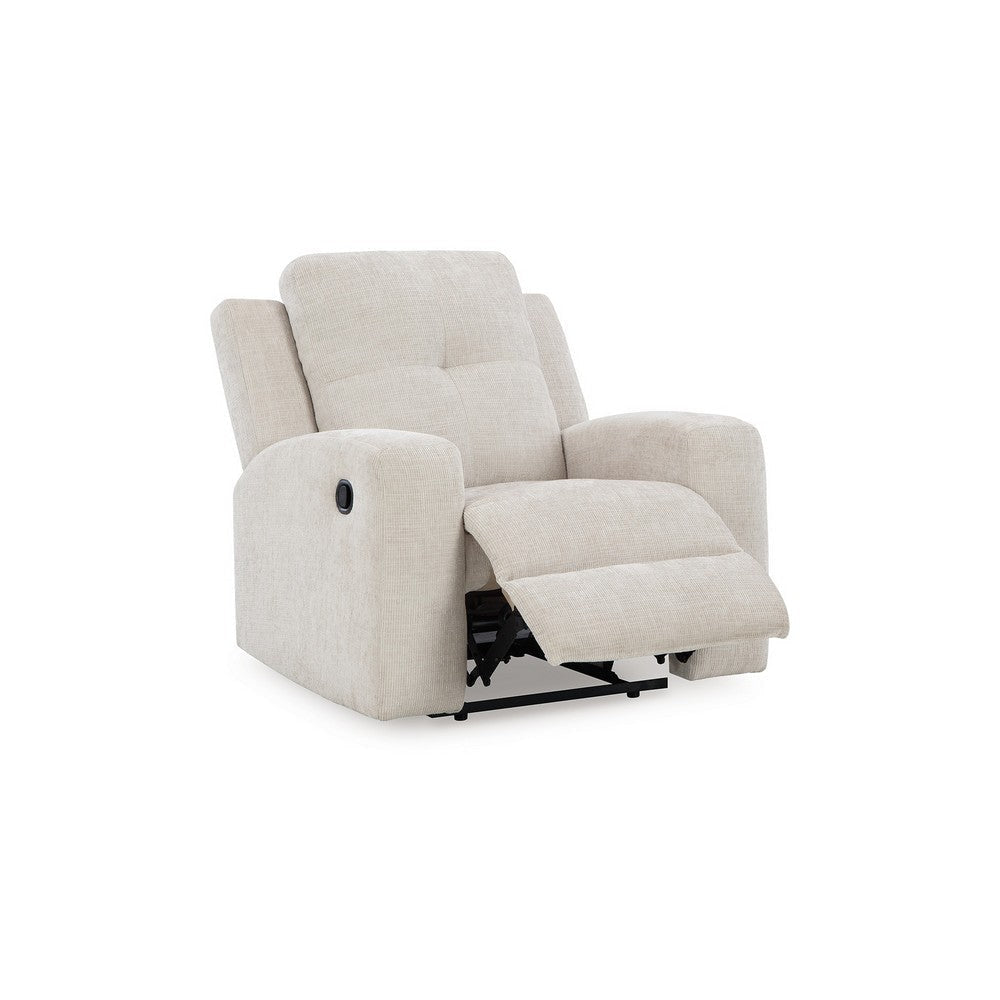 Ashley Genna Manual Recliner Chair | Light Beige Polyester | Soft Cushioned BM328322