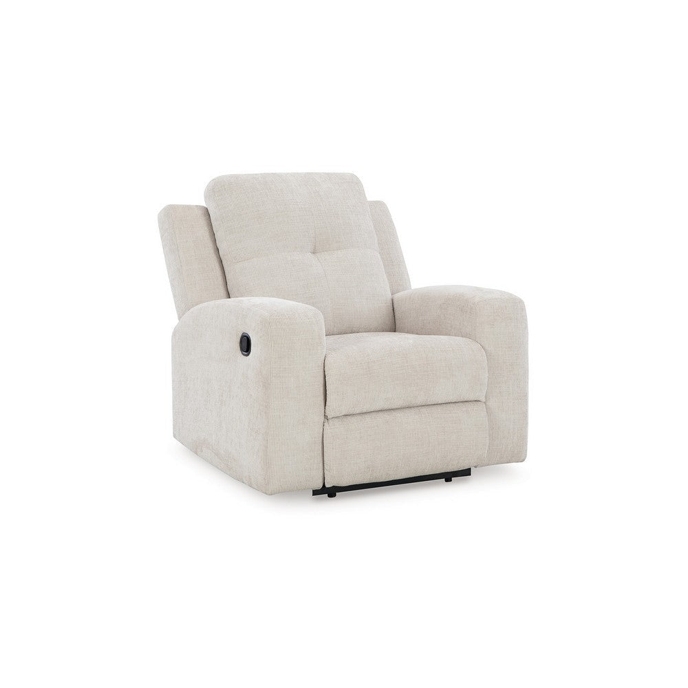 Ashley Genna Manual Recliner Chair | Light Beige Polyester | Soft Cushioned BM328322
