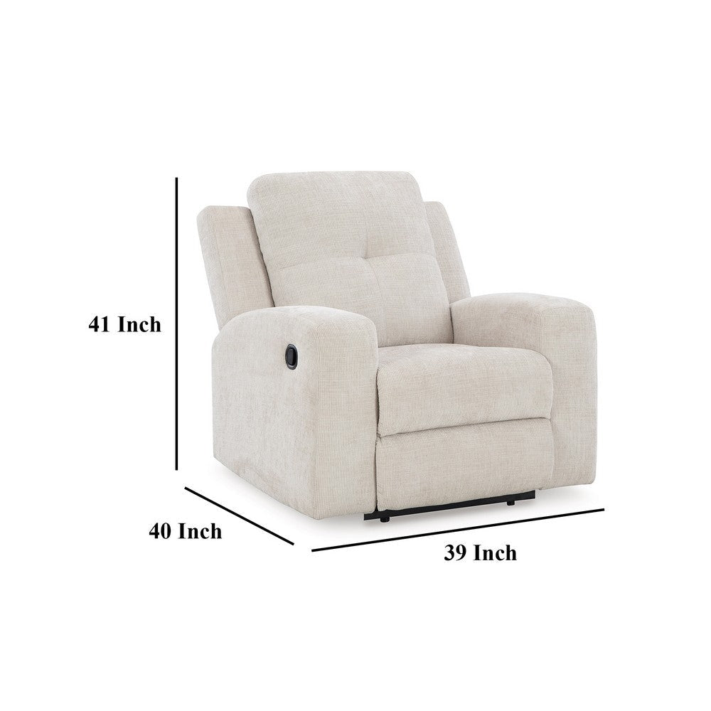 Ashley Genna Manual Recliner Chair | Light Beige Polyester | Soft Cushioned BM328322