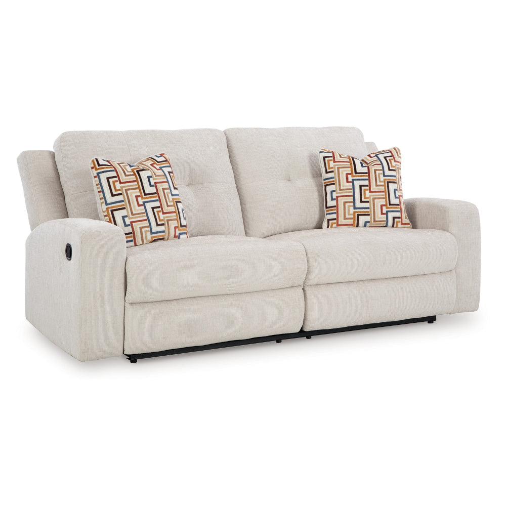 Ashley Genna Manual Reclining Sofa | Light Beige Polyester | 2 Pillows | 87"