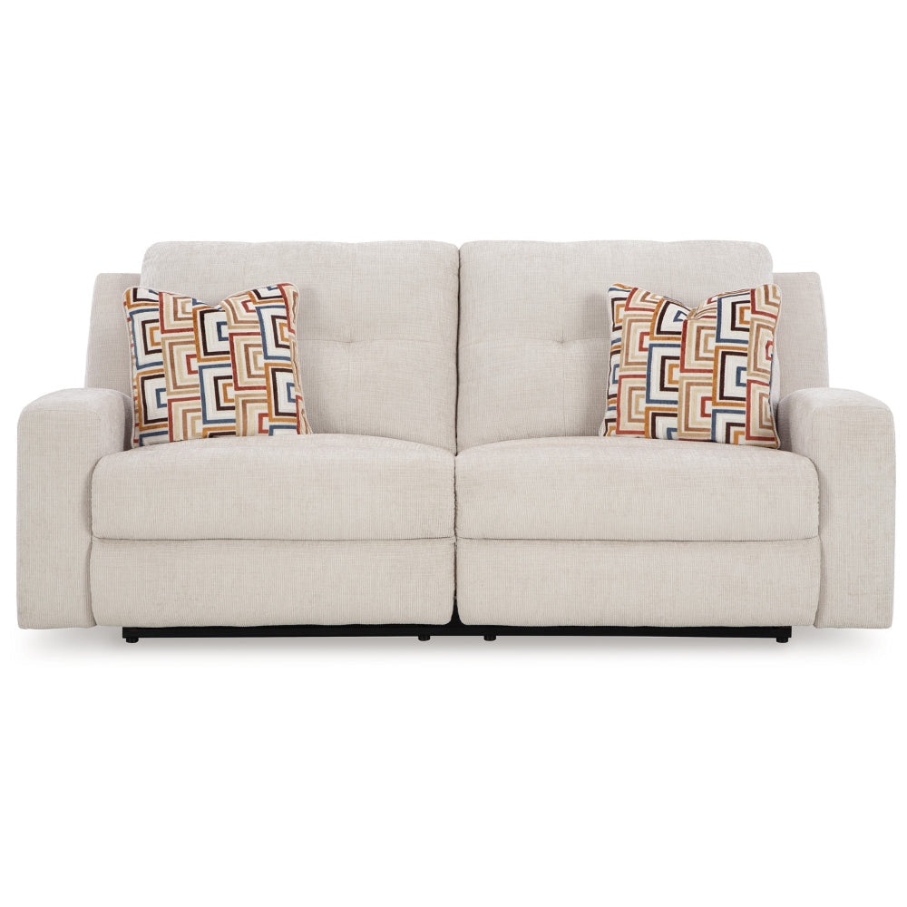 Ashley Genna Manual Reclining Sofa | Light Beige Polyester | 2 Pillows | 87’’ BM328323