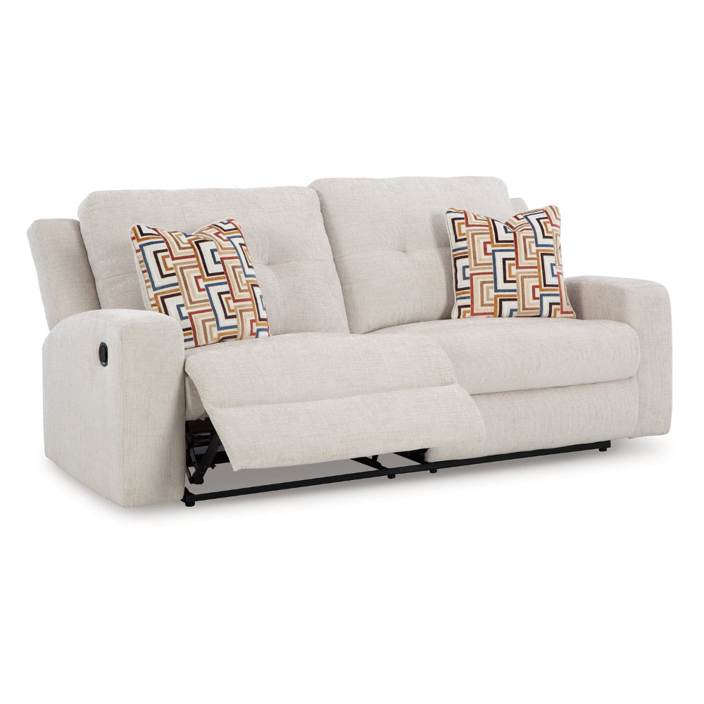 Ashley Genna Manual Reclining Sofa | Light Beige Polyester | 2 Pillows | 87’’ BM328323
