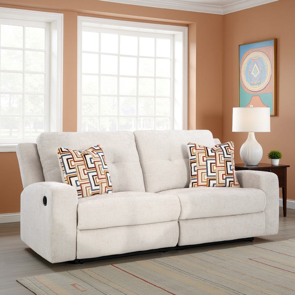 Ashley Genna Manual Reclining Sofa | Light Beige Polyester | 2 Pillows | 87"
