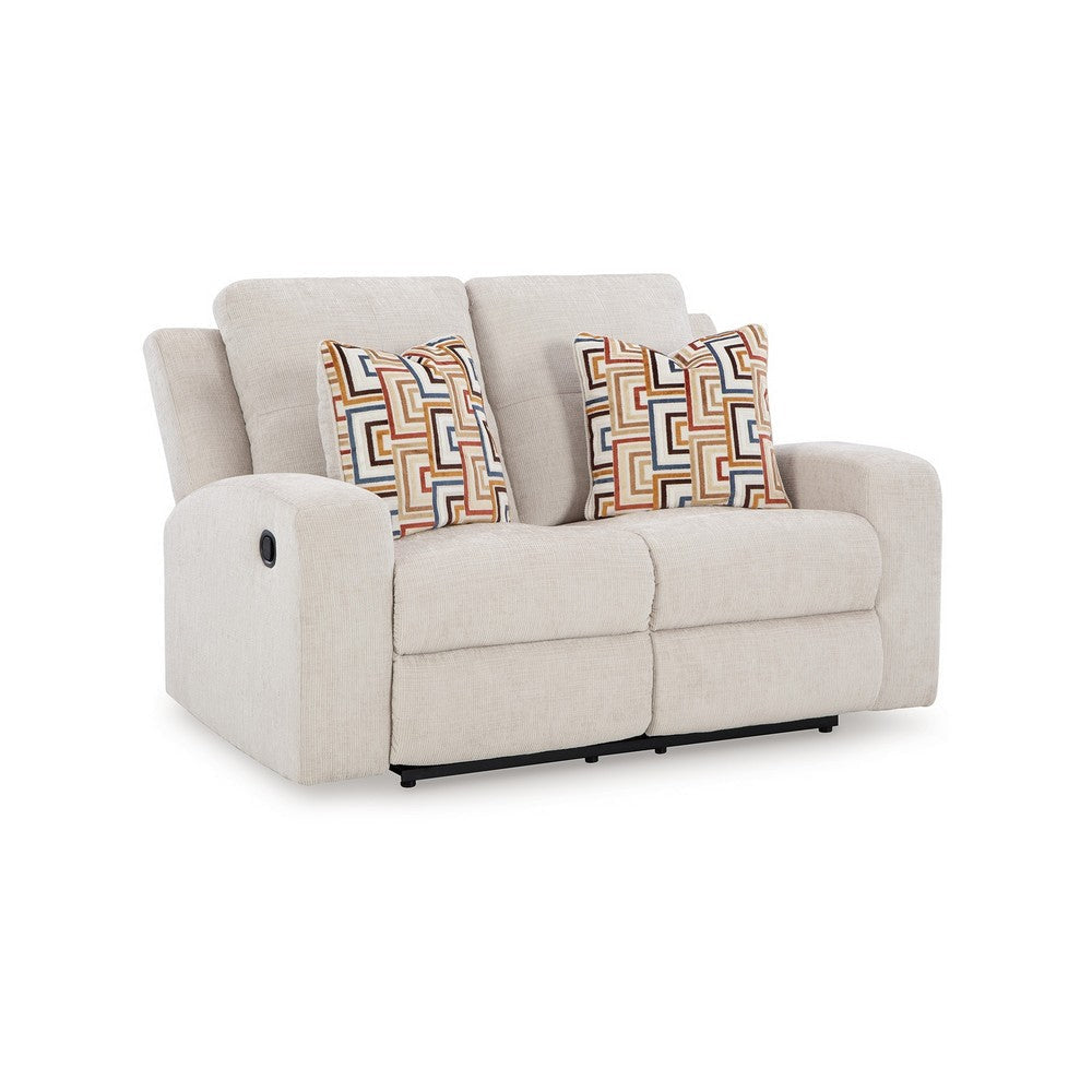 Ashley Genna Manual Recliner Loveseat | Light Beige Polyester | 2 Pillow 64’’ BM328324