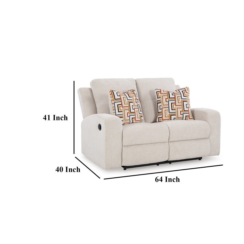 Ashley Genna Manual Recliner Loveseat | Light Beige Polyester | 2 Pillow 64’’ BM328324