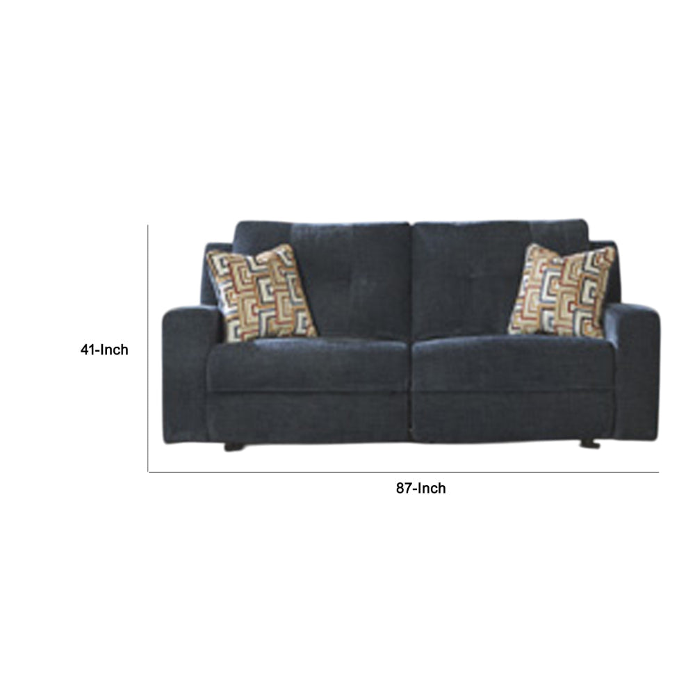 Ashley Genna Manual Reclining Sofa | Navy Blue Polyester | 2 Pillows | 87’’ BM328325