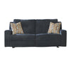 Ashley Genna Manual Reclining Sofa | Navy Blue Polyester | 2 Pillows | 87"