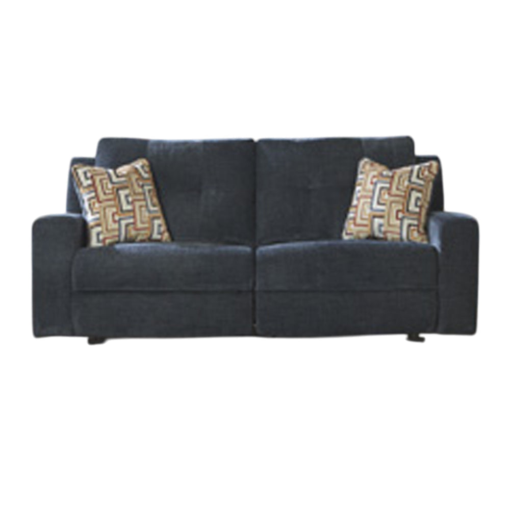 Ashley Genna Manual Reclining Sofa | Navy Blue Polyester | 2 Pillows | 87"