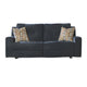 Ashley Genna Manual Reclining Sofa | Navy Blue Polyester | 2 Pillows | 87"