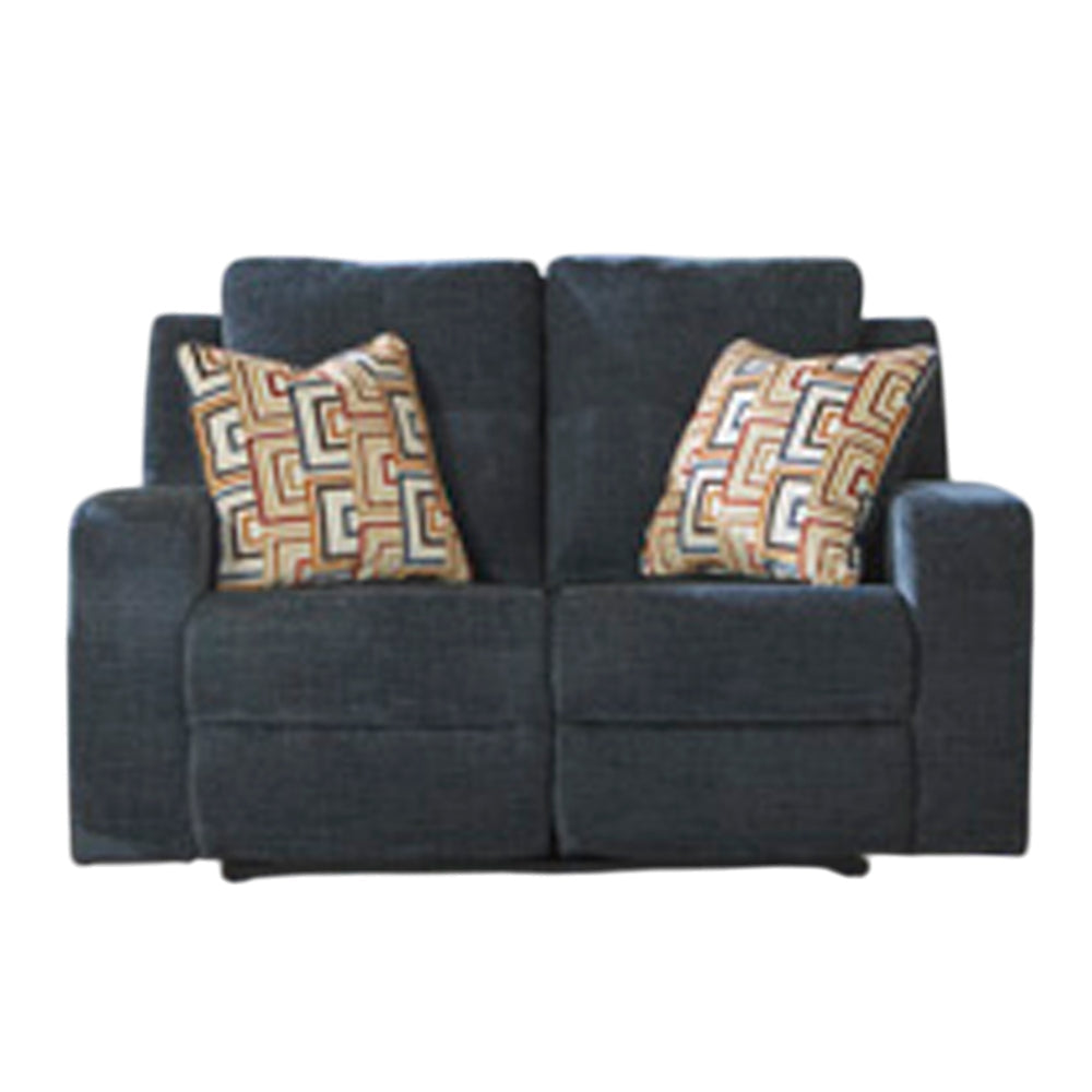 Ashley Genna Manual Reclining Loveseat | Navy Blue Fabric | 2 Pillows | 64"