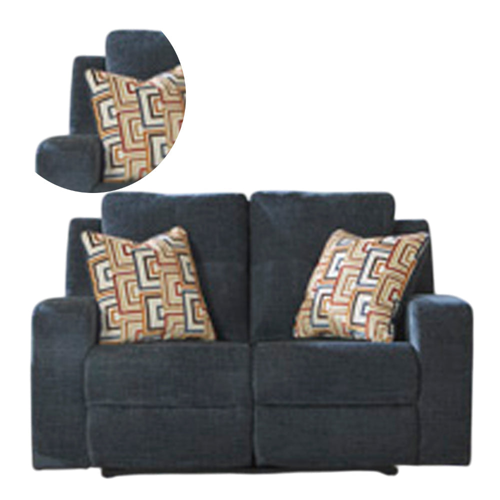 Ashley Genna Manual Reclining Loveseat | Navy Blue Fabric | 2 Pillows | 64’’ BM328326