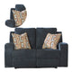 Ashley Genna Manual Reclining Loveseat | Navy Blue Fabric | 2 Pillows | 64’’ BM328326