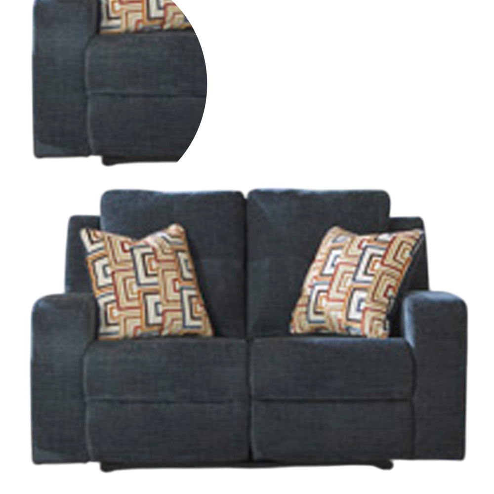 Ashley Genna Manual Reclining Loveseat | Navy Blue Fabric | 2 Pillows | 64’’ BM328326