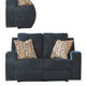 Ashley Genna Manual Reclining Loveseat | Navy Blue Fabric | 2 Pillows | 64’’ BM328326