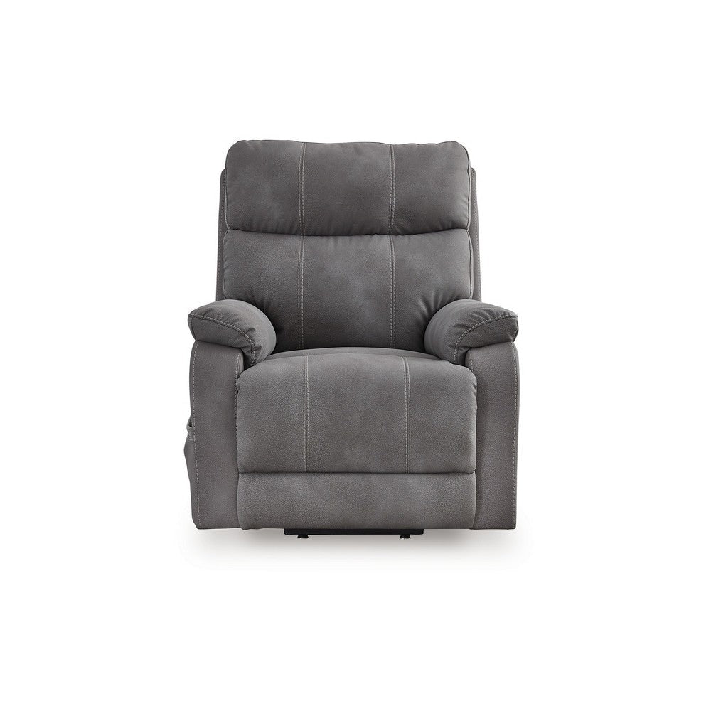 Ashley Corbin Power Lift Recliner Chair | Gray Faux Leather | Pillow Top Arms BM328330