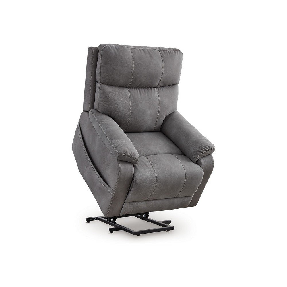 Ashley Corbin Power Lift Recliner Chair | Gray Faux Leather | Pillow Top Arms BM328330