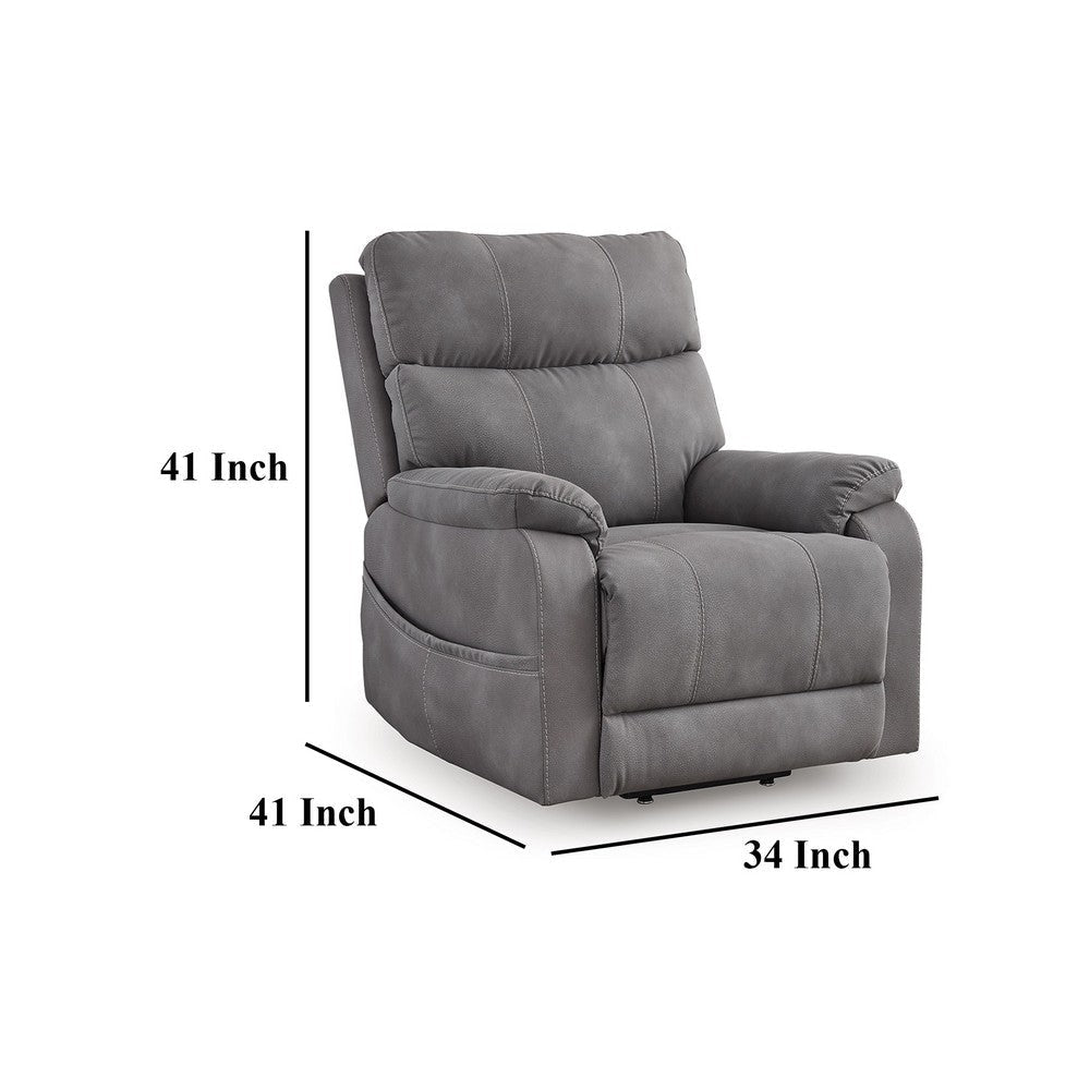 Ashley Corbin Power Lift Recliner Chair | Gray Faux Leather | Pillow Top Arms BM328330