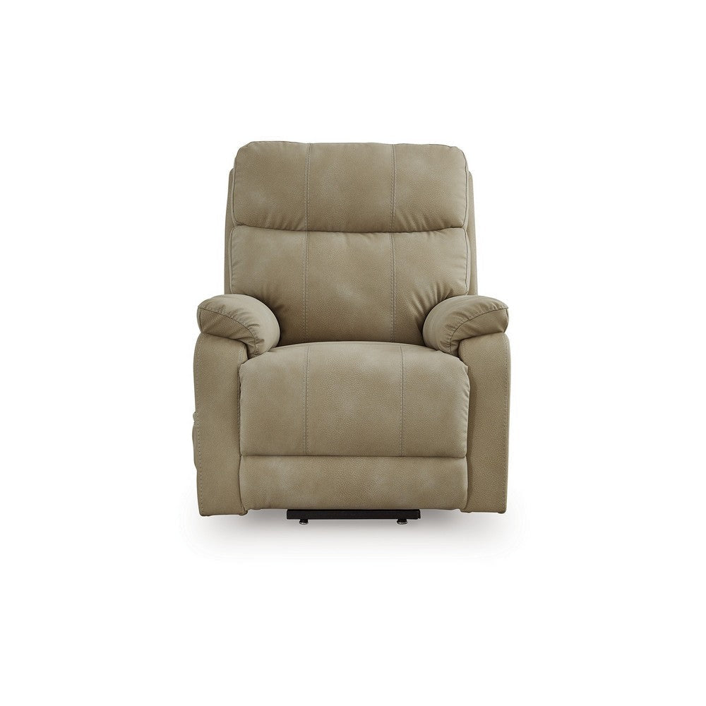 Ashley Corbin Power Lift Recliner Chair | Sand Faux Leather | Pillow Top Arms BM328331