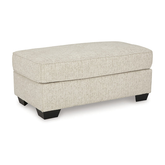 Ashley Burgess Ottoman | Ivory Polyester | Soft Cushions | Rectangular 44"