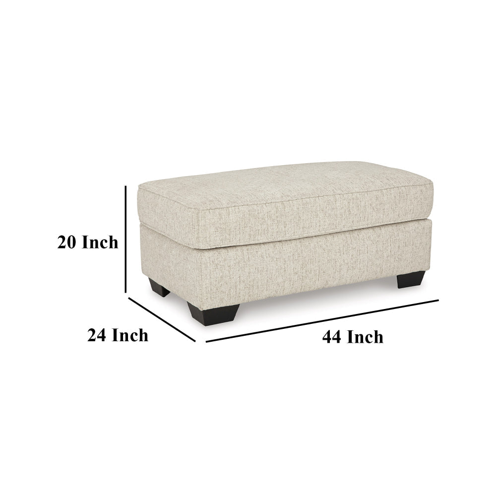 Ashley Burgess Ottoman | Ivory Polyester | Soft Cushions | Rectangular 44’’ BM328332