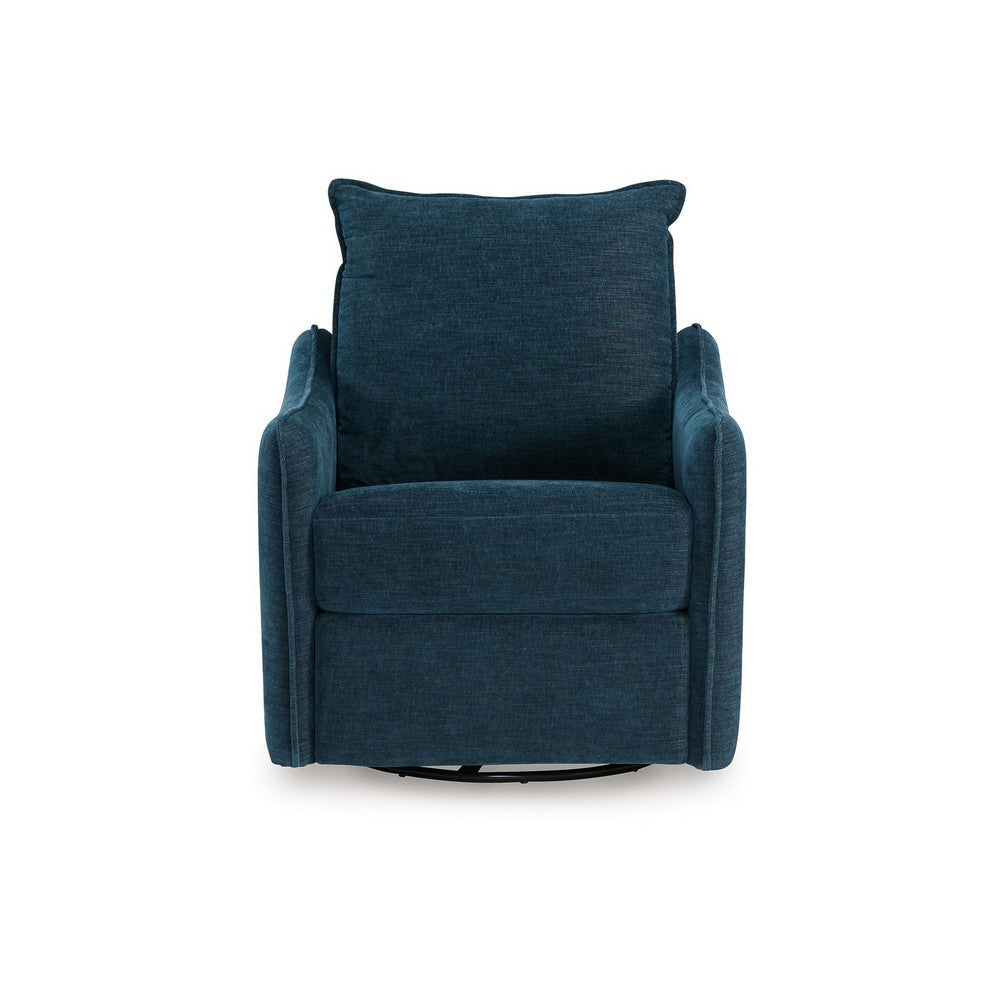 Ashley Bradley Swivel Power Recliner Chair | Dark Blue Polyester Pillow Back BM328333