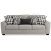 Ashley Delaney Sofa | Gray Polyester | 5 Accent Throw Pillows | Black | 97’’ BM328337