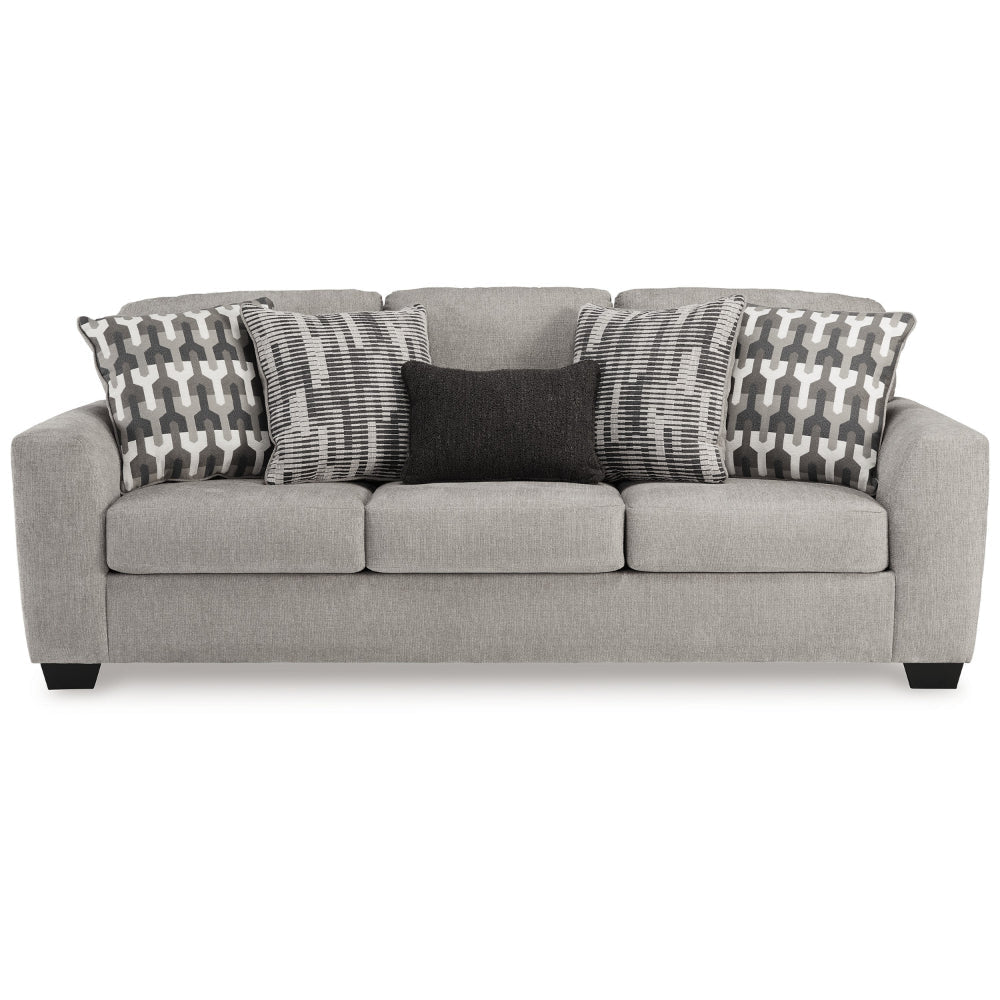Ashley Delaney Sofa | Gray Polyester | 5 Accent Throw Pillows | Black | 97’’ BM328337