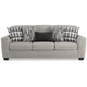Ashley Delaney Sofa | Gray Polyester | 5 Accent Throw Pillows | Black | 97’’ BM328337